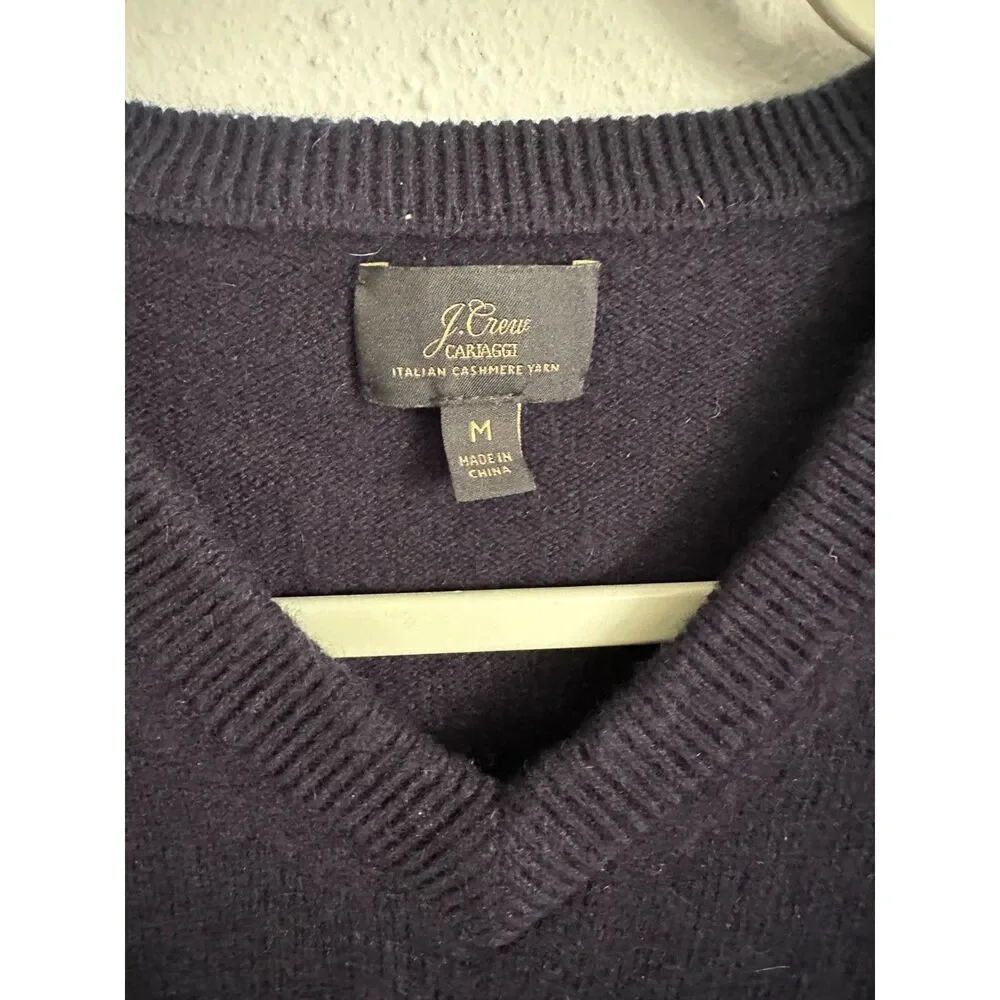 J.Crew 100% Cashmere Navy V Neck Sweater Men's M Italian Yarn